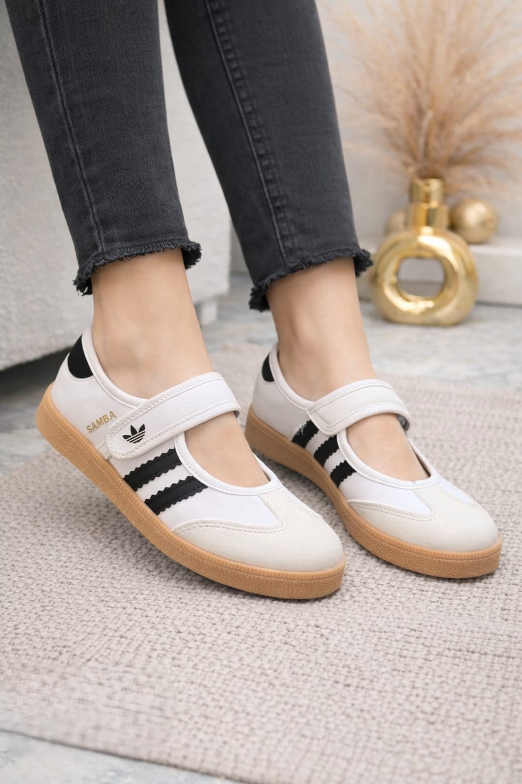 Baleta Adidas Samba Blanco Negro Dama